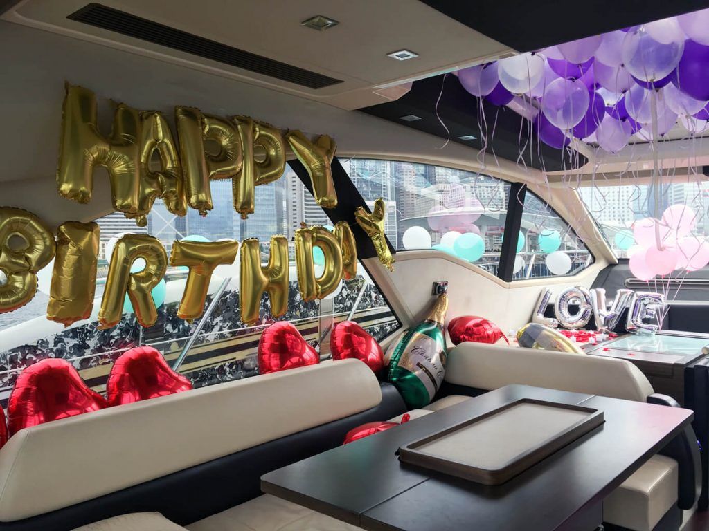 happy birthday decoration on azimut yacht